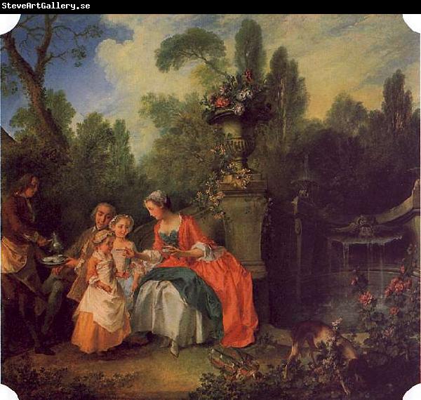 Nicolas Lancret A Lady and Gentleman with Two Girls in a Garden
